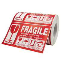 Roll copper version fragile tag English stickers carefully release warning label express carton label