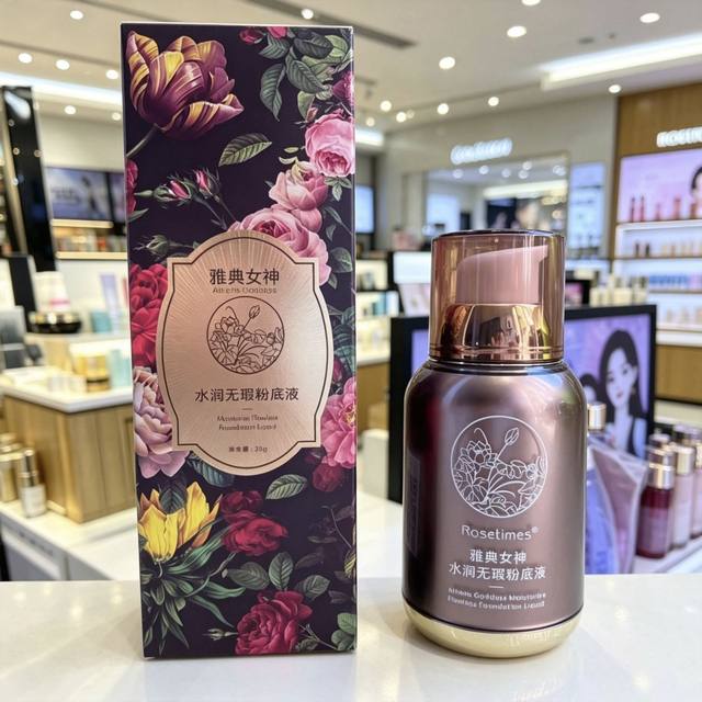 Rosetimes Moisturizing Flawless Liquid Foundation ເນື້ອບາງເບົາປົກຄຸມຄວາມຊຸ່ມຊື່ນຍາວນານ ຄວບຄຸມຄວາມມັນ bb Athens Goddess Handsome Beauty