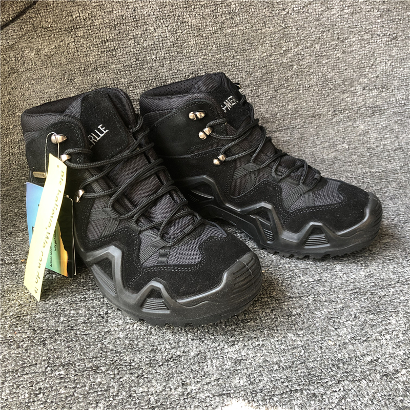 Tactical Tom Domestic Black Tactical Outdoor Mid-Cylinder Boots Mountaineering Shoes Military Fans Hiking Boots Fighting Boots