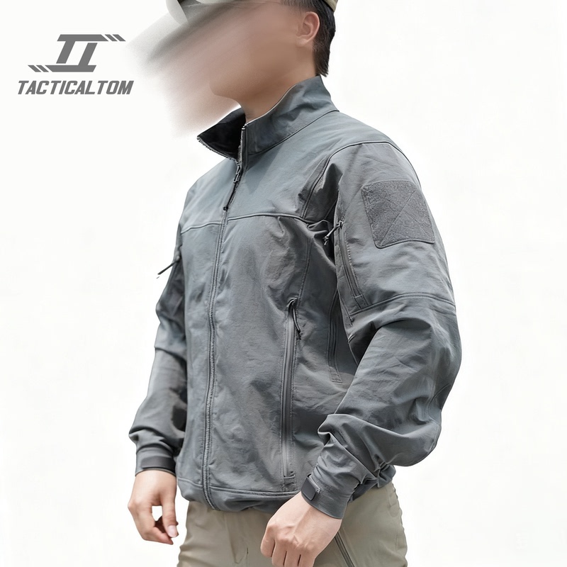 Gray Drac Tactical Softshell Orange Peel Four-Way Stretch Soft Breathable Water-Repellent All-Weather Jacket Military Enthusiast Softshell Jacket