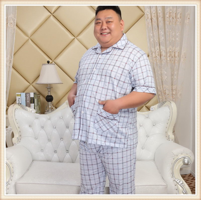 Mens đồ ngủ cộng với chất béo cộng với kích thước mùa hè mỏng quần ngắn tay extra large 5XL mỡ béo quần áo gia đình chất béo 300 pounds.