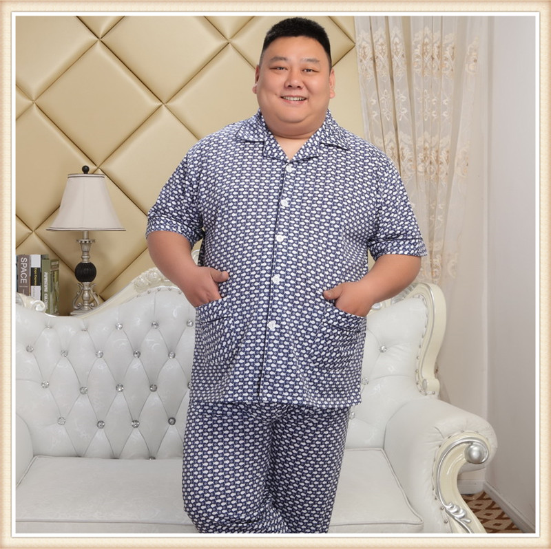 Mens đồ ngủ cộng với chất béo cộng với kích thước mùa hè mỏng quần ngắn tay extra large 5XL mỡ béo quần áo gia đình chất béo 300 pounds.