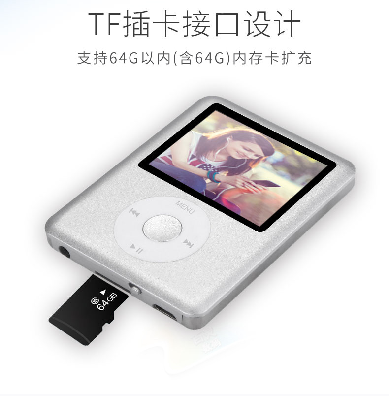Màn hình máy nghe nhạc mp3mp4 bên ngoài Thẻ sinh viên mini Walkman ghi âm đang chạy P3 slim dễ thương - Trình phát TV thông minh thiết bị phát wifi từ sim 4g