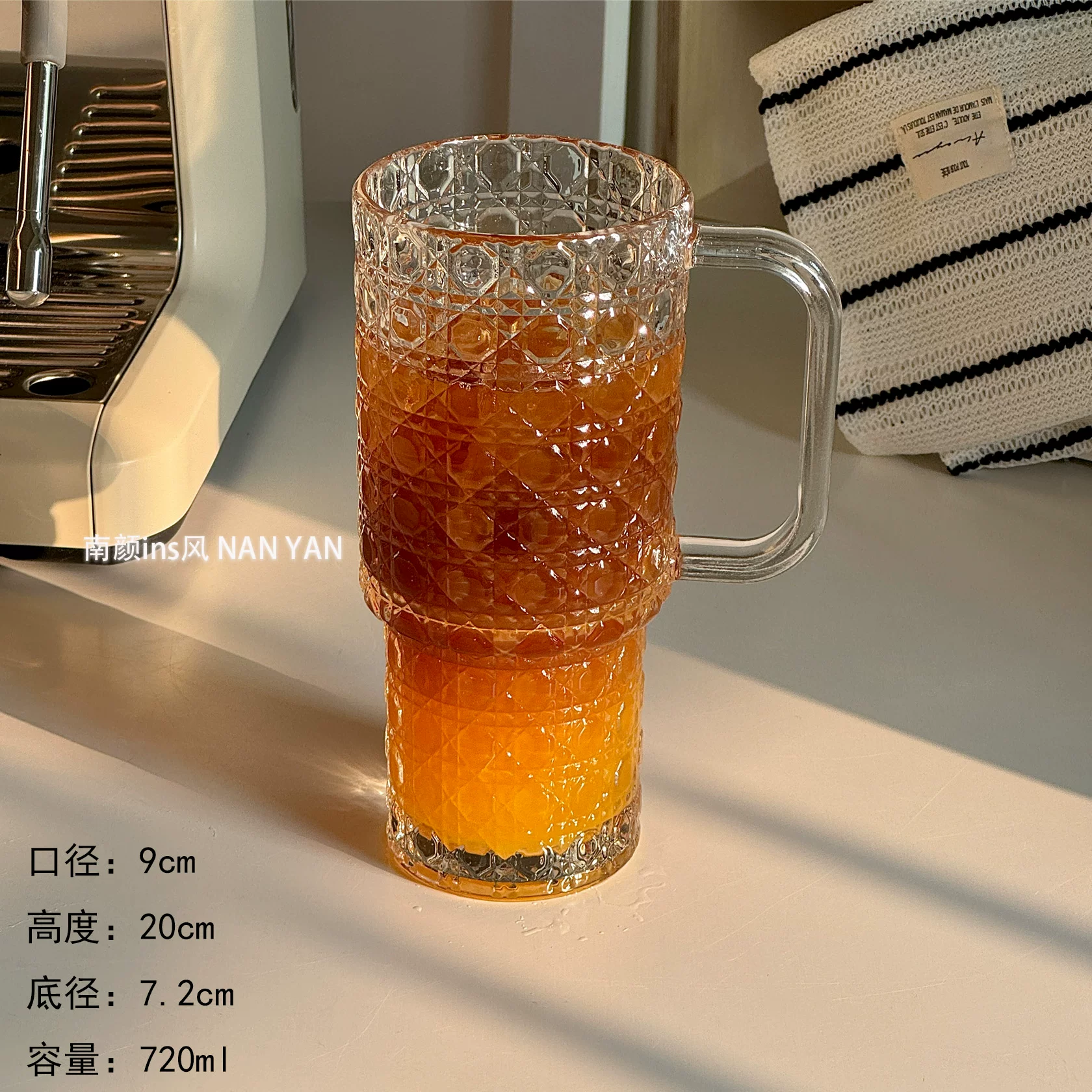 Capacious high quality coffee glass with glass