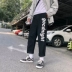 Harajuku bf Fengchai overalls phiên bản Hàn Quốc của quần ống suông thẳng giản dị mùa thu xu hướng hip hop in quần nam quần giữ nhiệt nam Quần làm việc