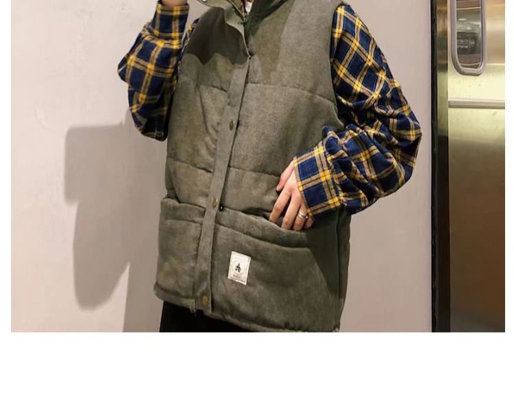 Áo khoác nhung nam sinh viên vest dày phiên bản Hàn Quốc của xu hướng cotton mùa thu đông bộ vest nam cho người trung tuổi