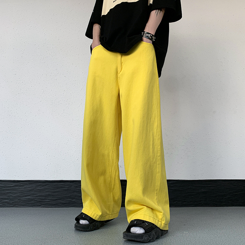 2025 New Men's Jeans Summer Thin Loose Wide-Leg Pants Couple American Style Trendy Dopamine Straight-Leg Pants