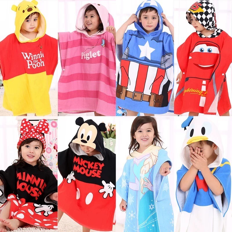 Disney Kidsren's Hooded Bath Towel, Cotton Gauze Cloak, Beach Towel, Pajamas, Bathrobe, Soft and Absorbent, Free Shipping