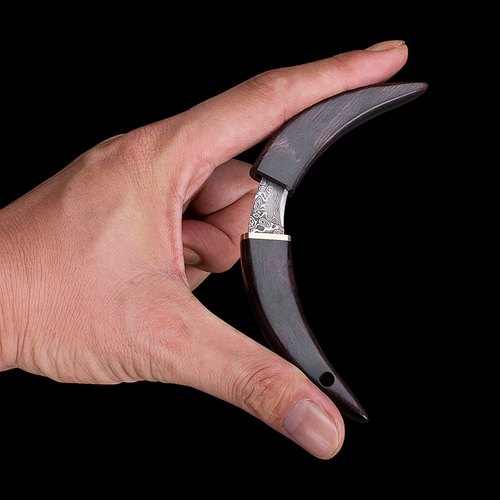 Брелок из дамасской стали с ручкой из черного дерева, мини-портативный нож, фруктовый нож, карманный нож, маленький нож, маленький нож с когтями