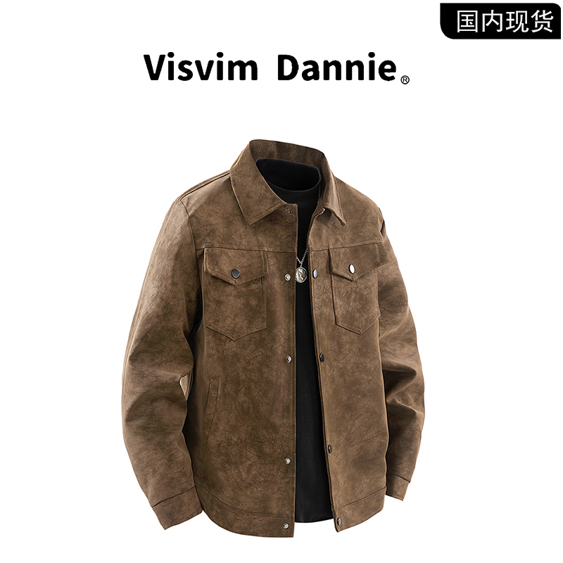 [Brand Clearance] Visvim Dannie Spring and Autumn Biker-Style Handsome Lapel Leather Jacket for Men
