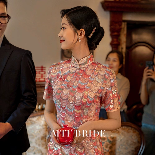 满庭芳 Ципао, вечернее платье, легкое свадебное платье, коллекция 2023