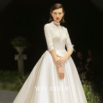 Mantingfang (Yunluo)satin wedding dress 2021 new bride luxury luxury heavy industry trailing retro main wedding dress