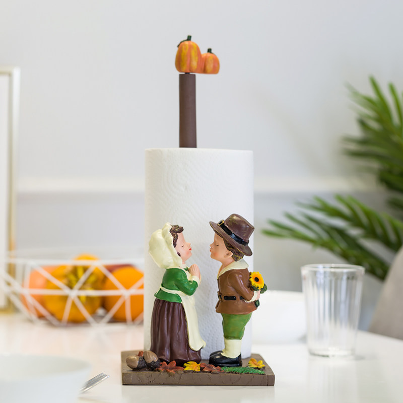 Kitchen paper towel holder with paper hanger cute creative cartoon roll paper vertical oil absorbent paper storage free perforated toilet