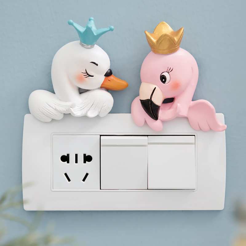 Switch decoration sticker wall sticker protective sleeve socket box cute cartoon bedroom living room Nordic style home Cubism