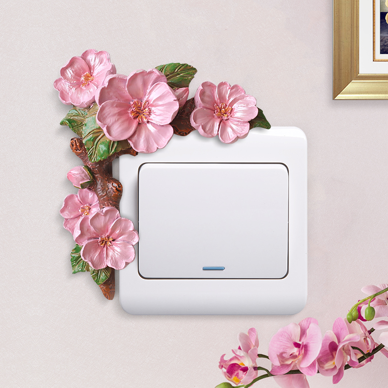 Switch frame set decorative sticker sticker creative light luxury living room home creative resin 3d socket wall protection