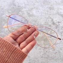 ins Japanese retro titanium frame glasses frame female ultra-light big face round frame Korean glasses frame myopia anti-blue plain face