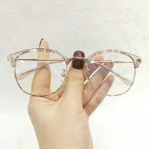 Korean version of retro eyebrow frame big face tide transparent color small red book myopia eye frame men and women super light height number non-slip