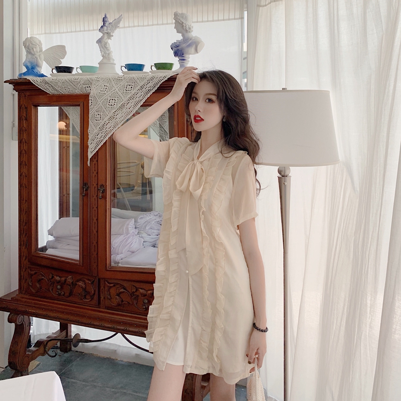 Váy nữ mùa hè 2019 mới voan ngắn tay phiên bản Hàn Quốc của cô nàng nhỏ nhắn xinh xắn siêu cổ tích - Sản phẩm HOT đầm thiết kế
