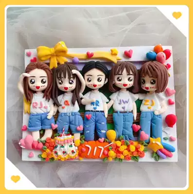 (Light and handmade) team collective gift clay soft pottery Q version doll real person custom three-dimensional photo frame