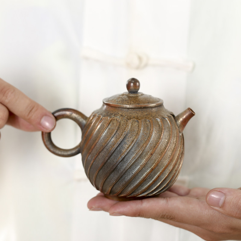 Solitary taster for firewood-burning teapot pure handmade grass wood natural downcast nude burnt coarse pottery hand lablank retro Gongfu tea with tea-Taobao