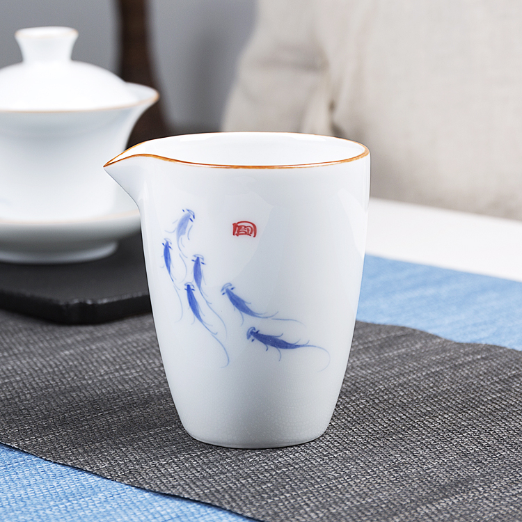 Fair Cup Tea Sea Green Flower porcelain Jingdezhen Handmade sub-tea ware white porcelain sweet white glaze Gongfu tea accessories