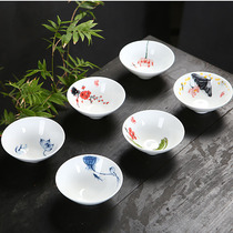 Doujiang cup blue and white porcelain tea cup Jingdezhen kung fu tea set Tea Cup ceramic owner Cup Koi full 10 yuan