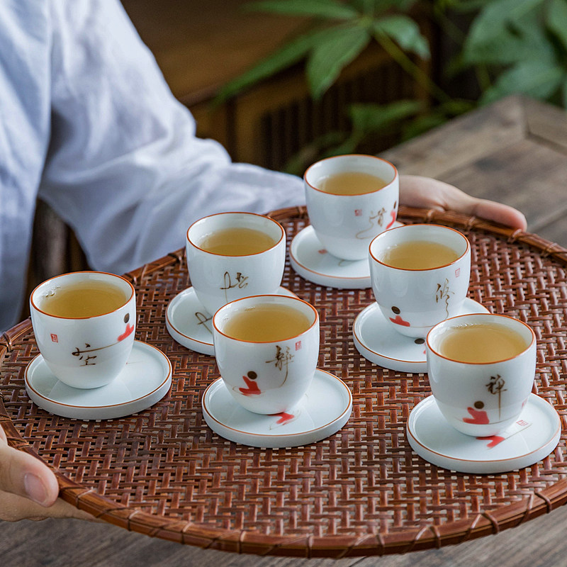 Hand-painted tea cup Tea cup Blue and white porcelain small glass Jingdezhen Small monk egg zen white porcelain Gongfu tea set