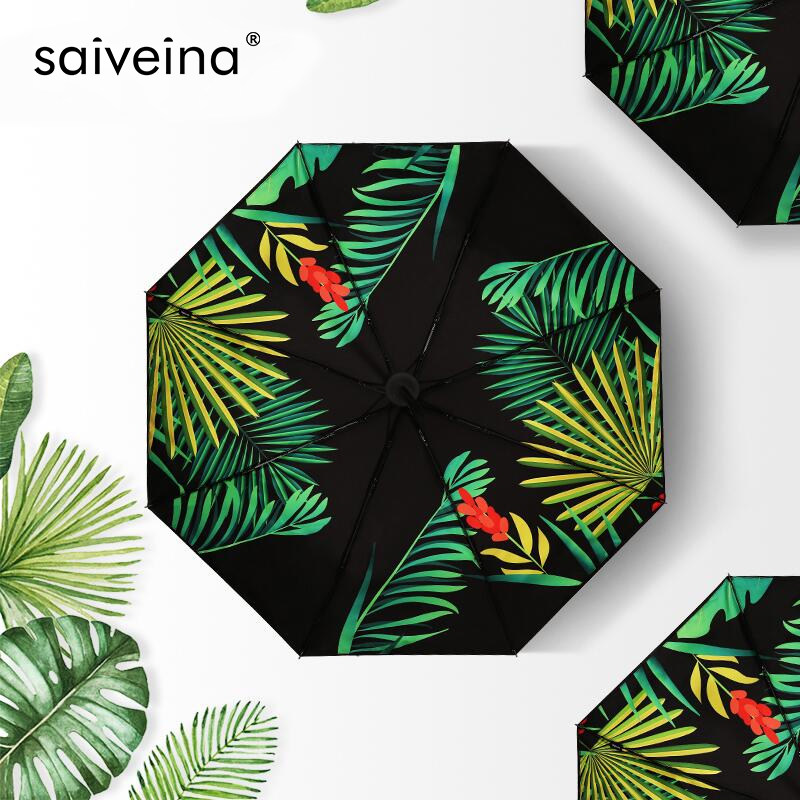Savina Sunscreen Umbrella Anti-ultraviolet Sunshade Sunscreen Black Glue Small Black Umbrella Three-fold Girls High-value Sunny and Rainy Dual-use