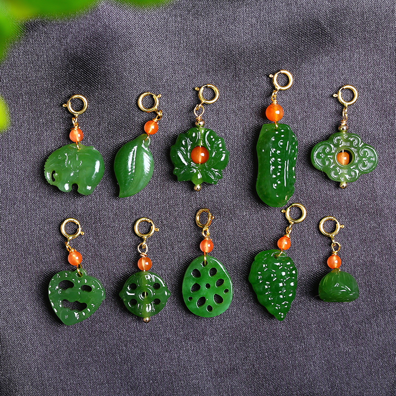 Natural Russian Hetian jade jasper small droplet small accessories universal key chain pendant hand DIY accessories