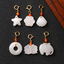 Natural and field jade white jade small drop Mighty Buckle Small Accessories Key Buckle Necklace Bracelet Pendant Diy Accessories