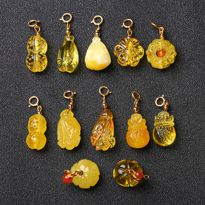 Natural amber wax accessories small drop pin button plum pocket bag hoist bracelet diy accessories