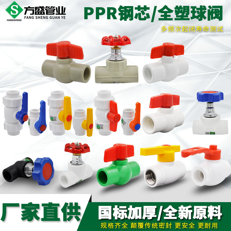PPR double-union steel core ball valve double-union all-plastic ball valve dark valve PPR valve stop valve water pipe fittings