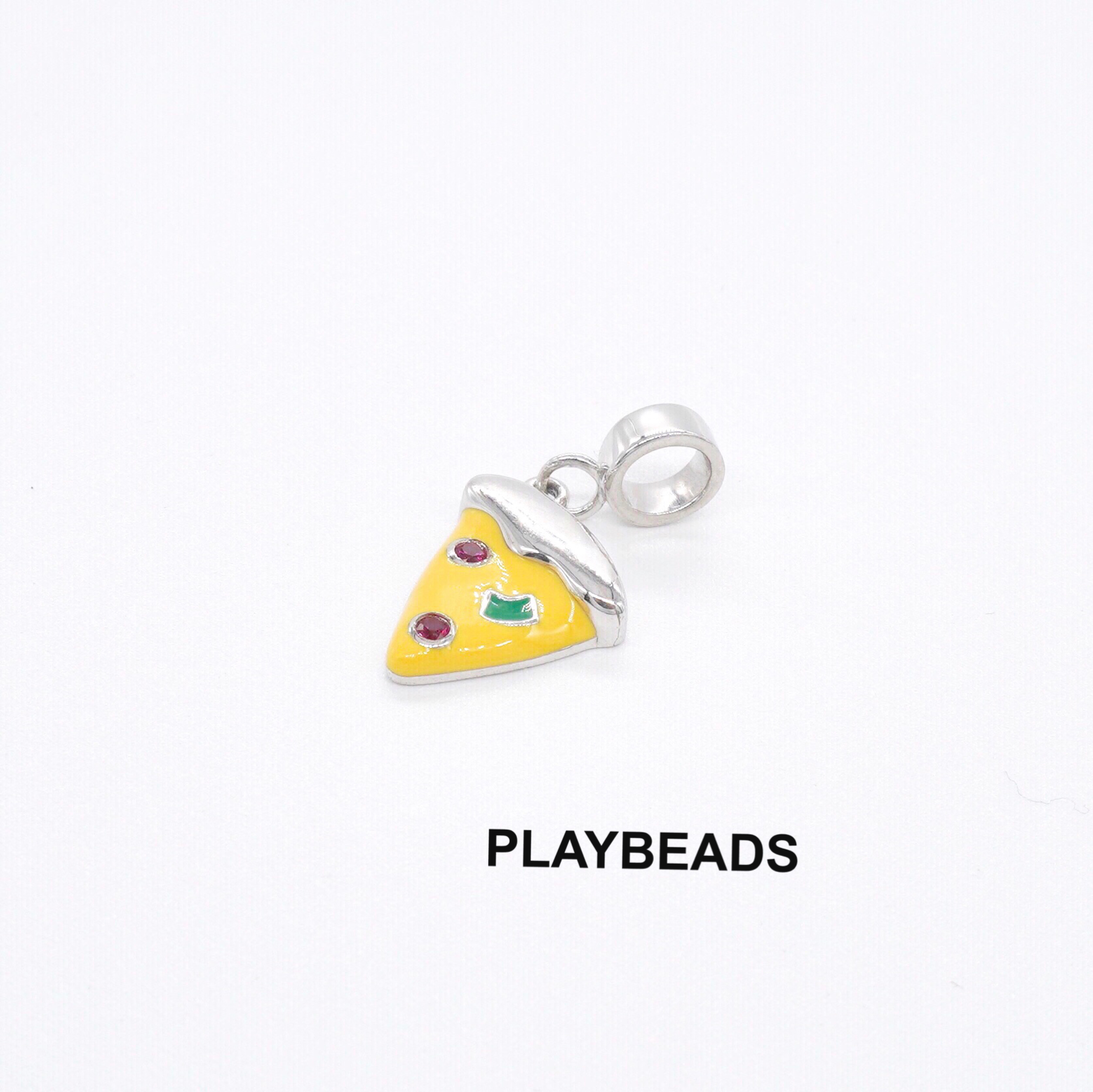 PLAYBEADS originally designed JUNK FOOD series 925 pure silver string bead jewelry bracelet pendant pizza