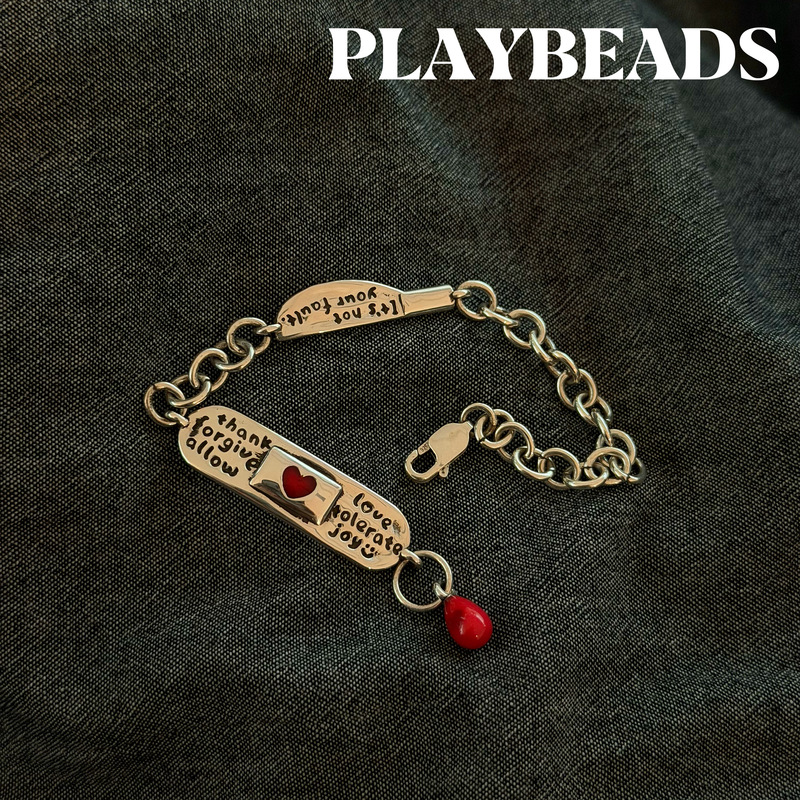 Playbeads Band-Aid Knife S925 Sterling Silver Vintage Bracelet Niche Heart Healing Scar Silver Jewelry Hand Accessory