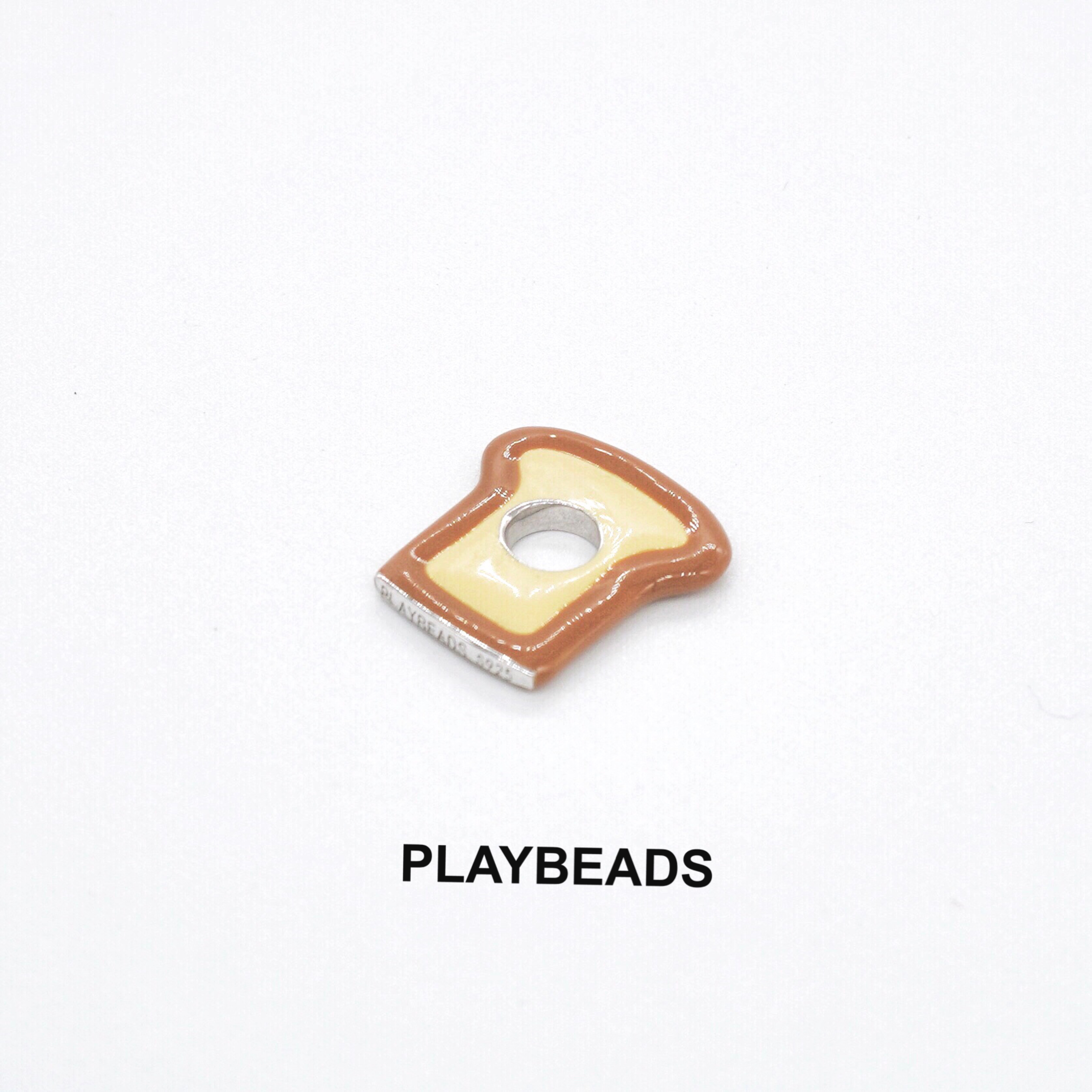 PLAYBEADS Original design JUNK FOOD Series 925 Pure silver Beads Jewelry Handmade Toast bread slices