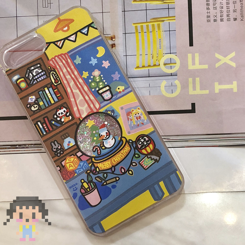 Peaked egg nursery original Christmas tree snowman quicksand crystal ball transparent mobile phone all-inclusive soft shell