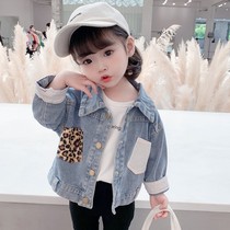 Girls coat spring and autumn 2021 new children's cowboy 1 Korean version 2 fashion autumn children's long sleeve coat cardigan tide