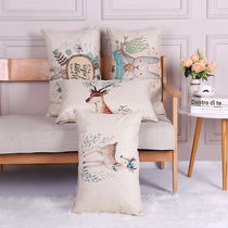 Cartoon cotton linen rectangular sofa waist pillow Nordic wind office waist pillow modern simple core pillow