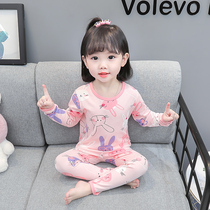 Child Sleepwear Spring Autumn Pure Cotton Long Sleeve Girl Autumn Clothes Autumn Pants Parted Girl Suit Cute Female Baby Home Conserved