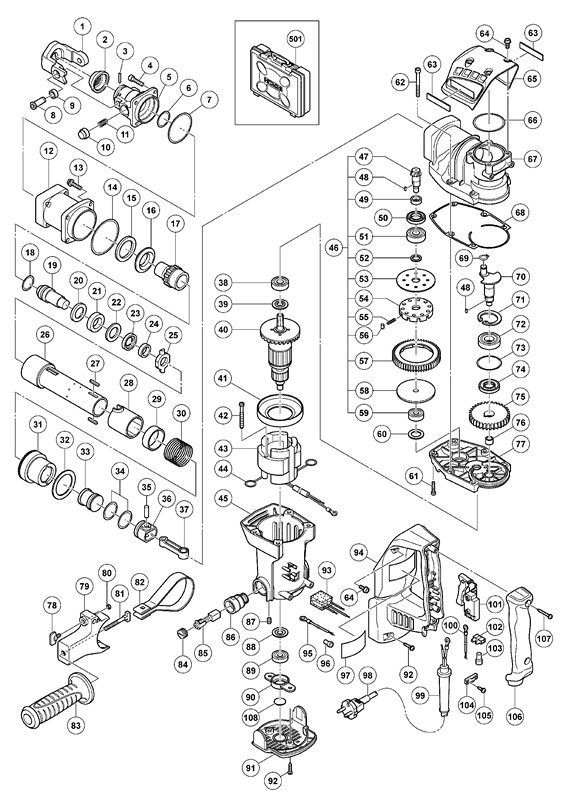 Hitachi Hitachi DH38SS electric hammer drill accessories original fitting transfer stator switch carbon brush with lever piston cylinder gear