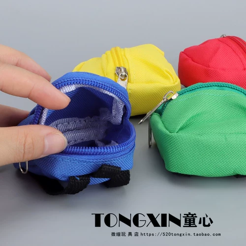 Семейная маленькая игрушка, школьный рюкзак, реалистичная ткань с молнией, маленький ранец, бумажник, кукольный домик