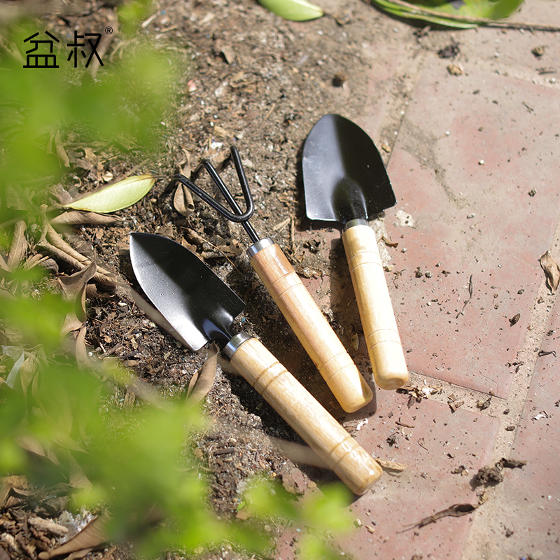 Pot's shop floral pine soil gardening three pieces pot shovel rake iron rake iron meat tool houseplant