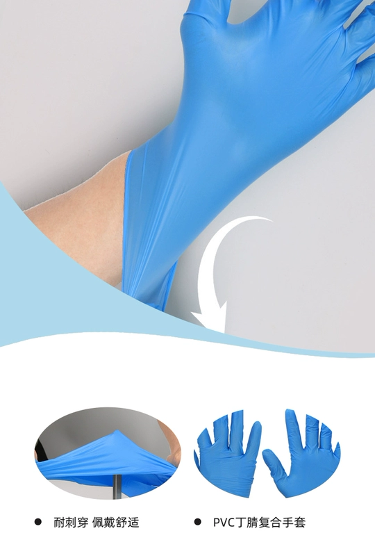 Bác Bút Shop Găng Tay Dùng Một Lần PVC Nitrile Composite Găng Tay Xanh Dày Làm Sạch Pha Chế Găng Tay Làm Vườn găng tay làm vườn