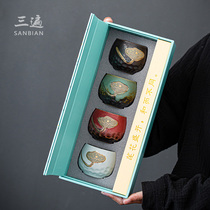 Three coarse pottery Kung Fu tea cup Single cup Ceramic teacup Master cup Personal tea cup Handmade vintage small teacup