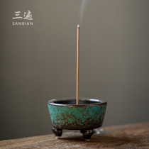 Three times Zen incense tea Ceremony Sandalwood incense burner Antique aroma stove Kung Fu tea with Sandalwood plate incense table Agarwood seat