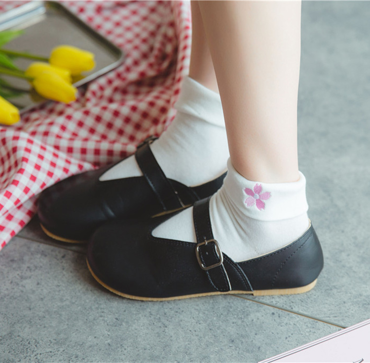 Hoa anh đào Nhật Bản thêu hoa mùa xuân và mùa hè vớ cotton trong vớ cô gái quần áo khô dễ thương ngọt ngào - Vớ bông vớ bông
