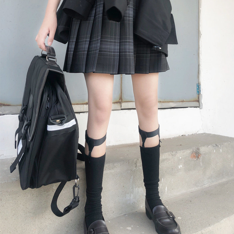 Socks Buckle Socks) Spring and autumn calf socks Japanese JK Uniform Girl socks cotton breathable suction anti-slip and kneecap