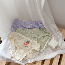 Cool Antibacterial Cartoon Briefs ICE SILK CUTE GIRL SWEET AND BEAUTIFUL LOTUS LEAF SIDE MIDDLE WAIST TRIANGULAR PANTS BREAD PANTS PURE COTTON STALLS