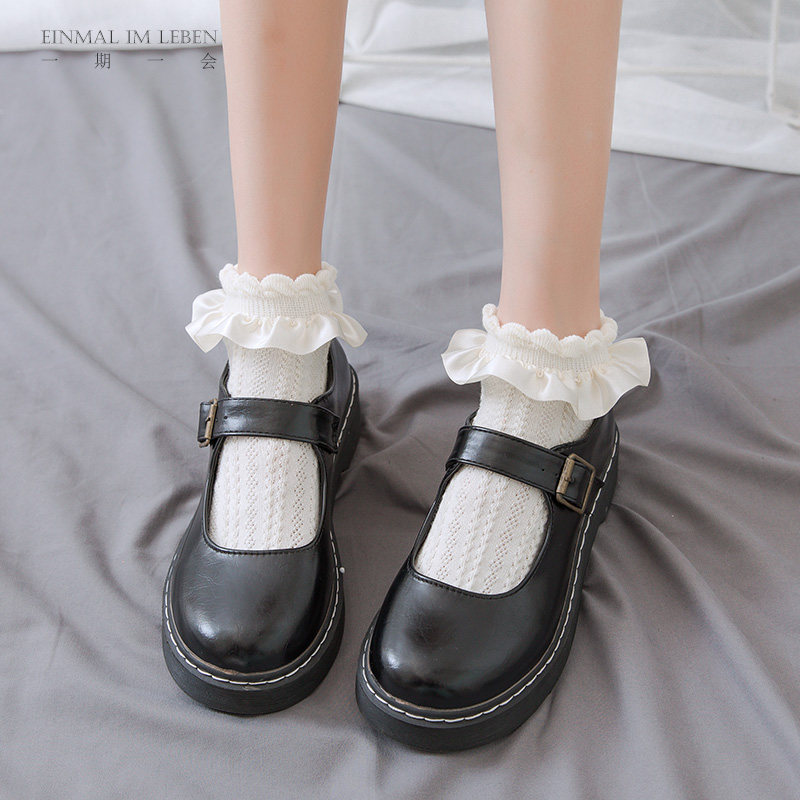 The Sesame of the Sesame Street) Day Ensemble Cute Satin Big Lace Princess Socks JK Students Lolita 100 Hitch Cotton Midbarrel Socks
