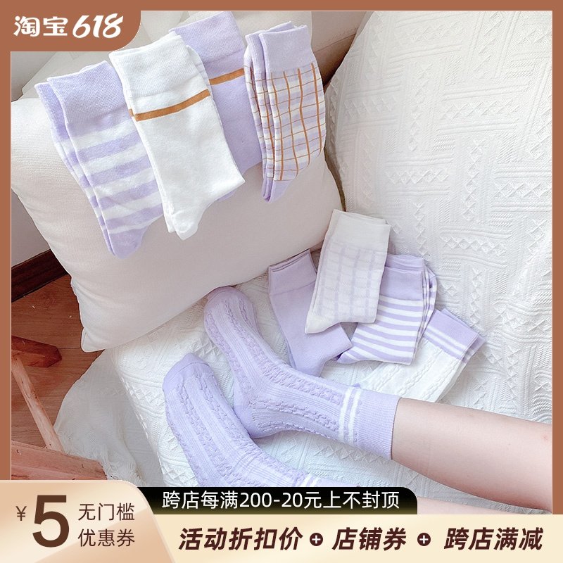 The matching of the Zig ~ JK middle cylinder cotton socks uniform adolescent girl pure cotton 100 hitch student high cylinder four-season thin dins